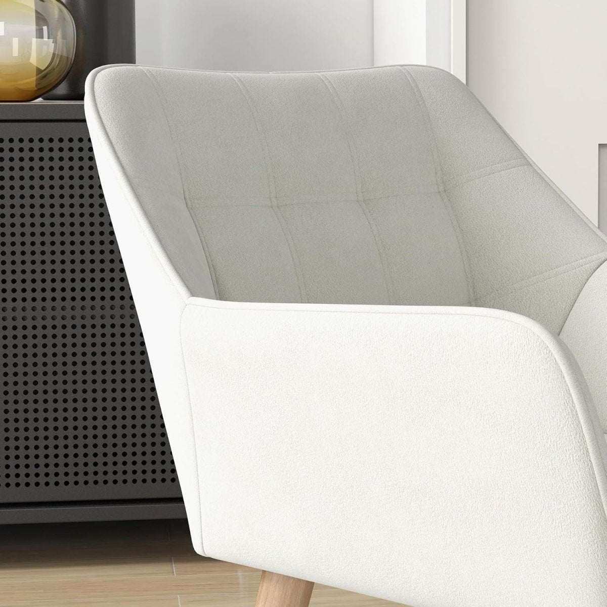 Set of 2 Cream White Velvet Armchairs Wide Arm Accent Chairs Modern Lounge - Kwikley