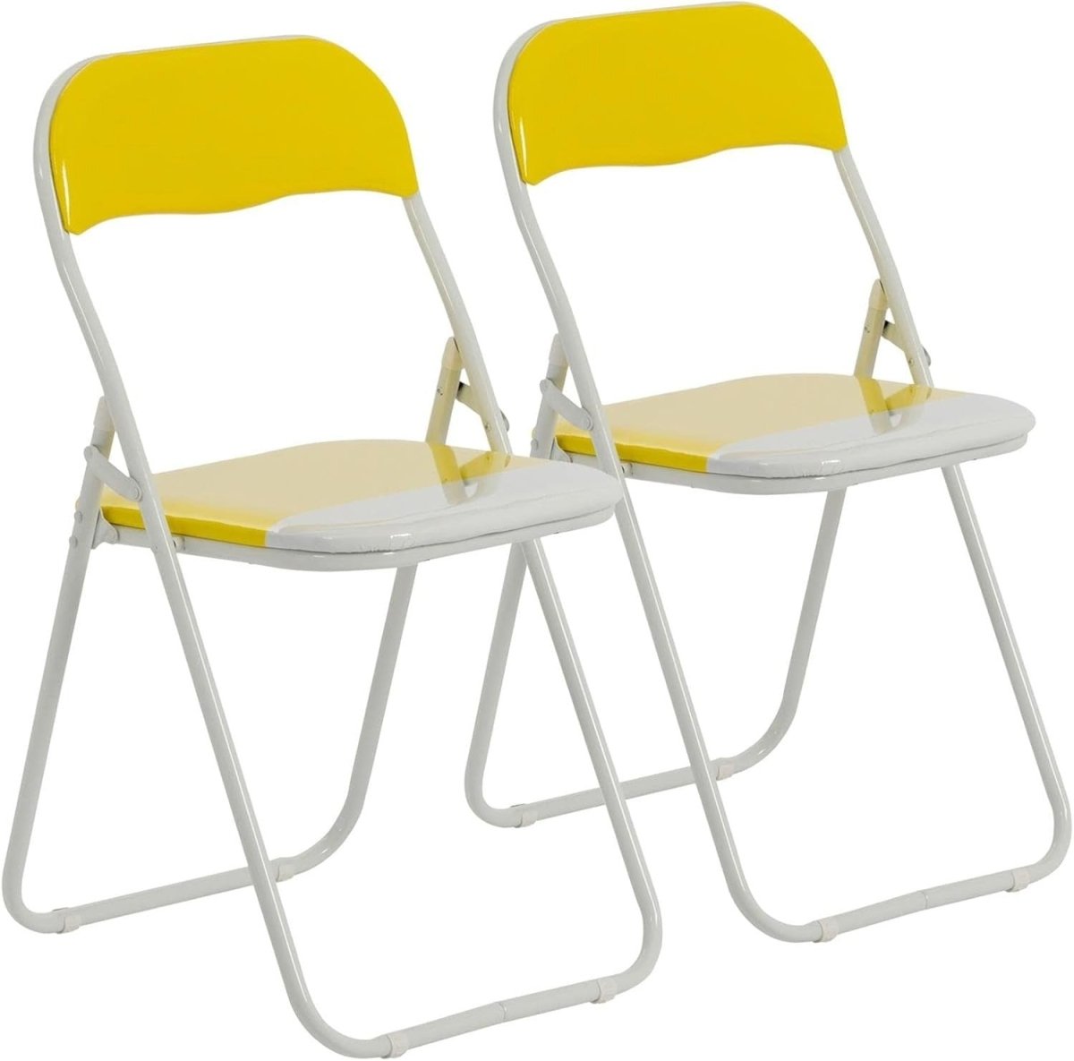 Set of 2 Foldable Padded Chairs Durable Metal Kitchen Office Seating - Kwikley