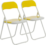 Set of 2 Foldable Padded Chairs Durable Metal Kitchen Office Seating - Kwikley