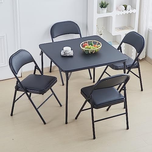 Set of 2 Folding Vinyl Padded Chairs Stackable Metal Frame Office Dining - Kwikley
