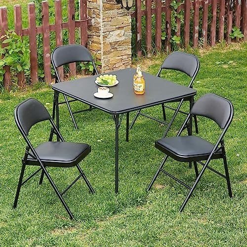 Set of 2 Folding Vinyl Padded Chairs Stackable Metal Frame Office Dining - Kwikley