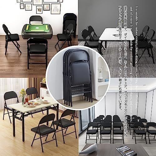 Set of 2 Folding Vinyl Padded Chairs Stackable Metal Frame Office Dining - Kwikley
