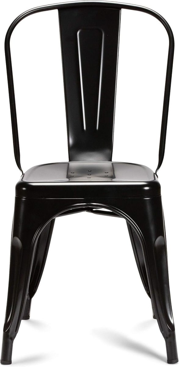 Set of 2 Industrial Metal Dining Chairs Stackable Retro Kitchen Bistro - Kwikley
