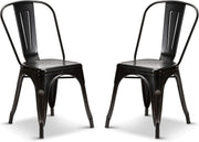 Set of 2 Industrial Metal Dining Chairs Stackable Retro Kitchen Bistro - Kwikley