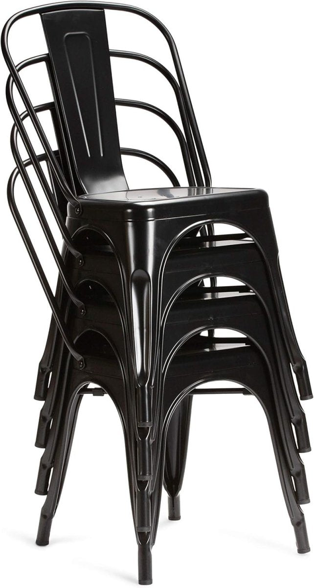 Set of 2 Industrial Metal Dining Chairs Stackable Retro Kitchen Bistro - Kwikley