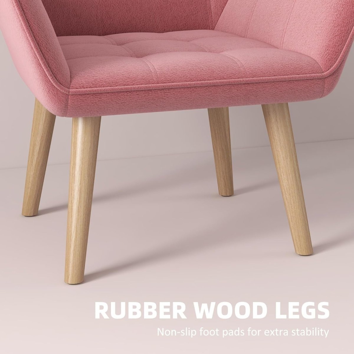 Set of 2 Pink Velvet Armchairs Wide Arm Accent Chairs Modern Lounge Seats - Kwikley