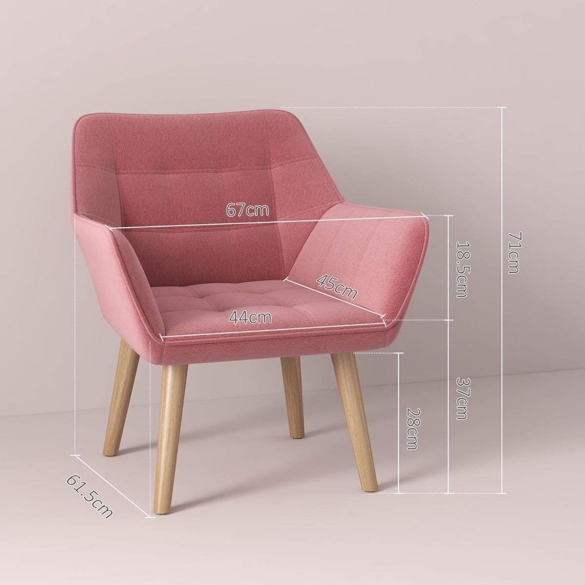 Set of 2 Pink Velvet Armchairs Wide Arm Accent Chairs Modern Lounge Seats - Kwikley