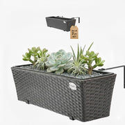 Set of 2 Rattan Balcony Planters 60cm Hanging Window Box Brown - Kwikley