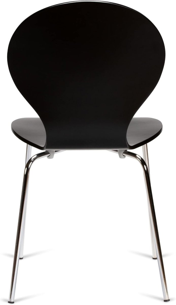 Set of 2 Stackable Dining Chairs Chrome Metal Keeler Style Black - Kwikley