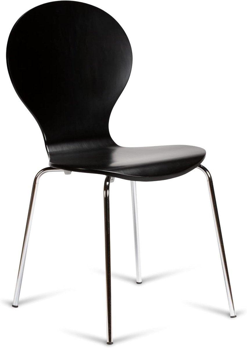 Set of 2 Stackable Dining Chairs Chrome Metal Keeler Style Black - Kwikley