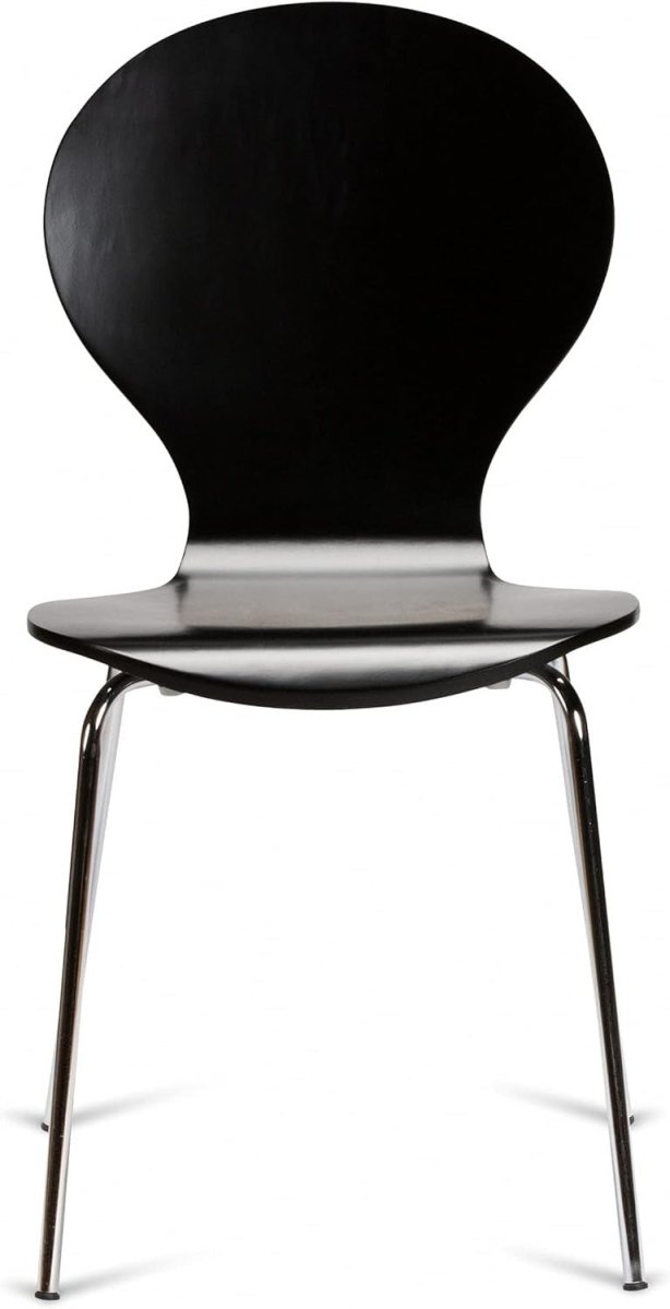 Set of 2 Stackable Dining Chairs Chrome Metal Keeler Style Black - Kwikley