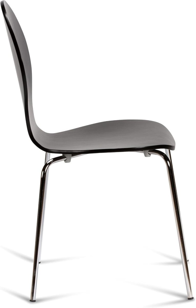 Set of 2 Stackable Dining Chairs Chrome Metal Keeler Style Black - Kwikley