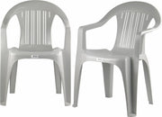 Set of 2 Stackable Plastic Garden Chairs Grey Indoor Outdoor Patio - Kwikley