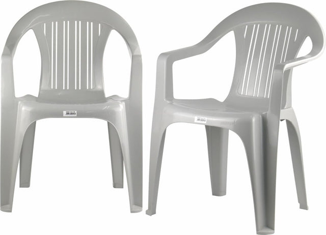 Set of 2 Stackable Plastic Garden Chairs Grey Indoor Outdoor Patio