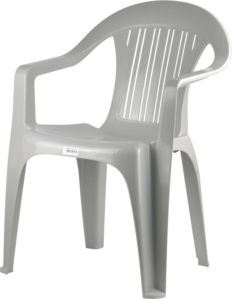 Set of 2 Stackable Plastic Garden Chairs Grey Indoor Outdoor Patio - Kwikley