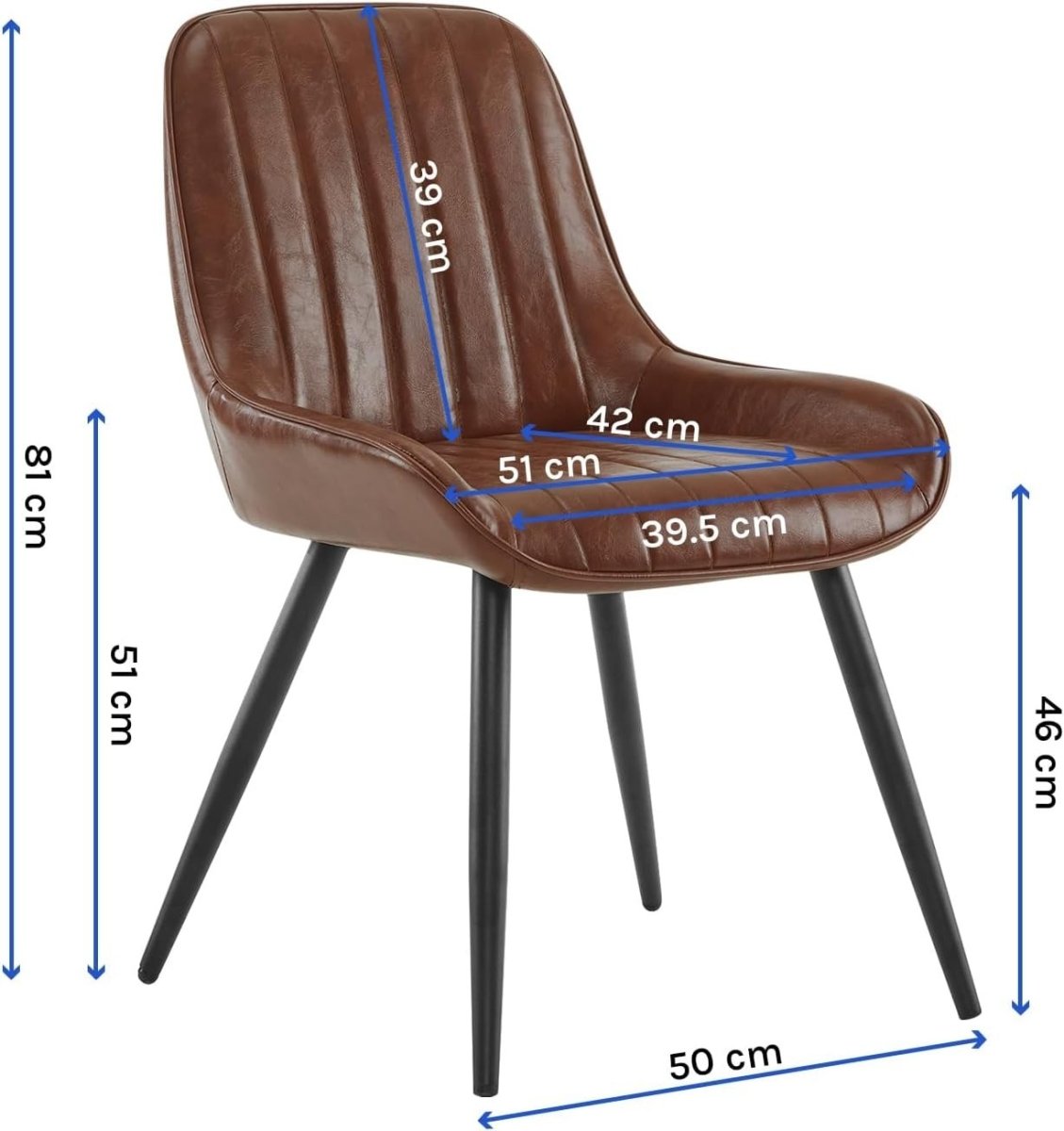 Set of 2 Vintage Faux Leather Dining Chairs Brown Metal Legs - Kwikley
