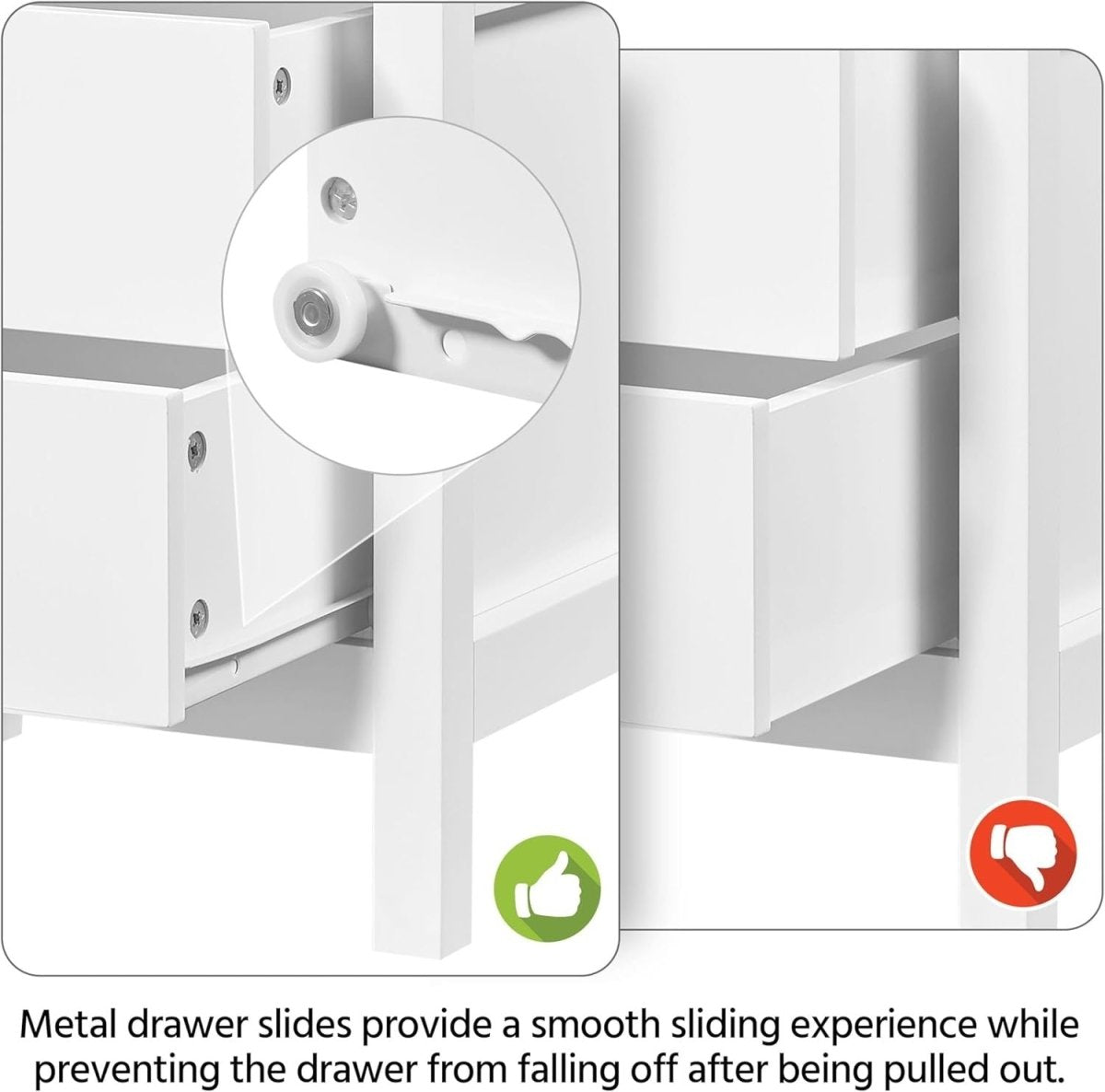 Set of 2 White Bedside Tables with Drawers & Shelf – Modern X - Design Nightstands - Kwikley