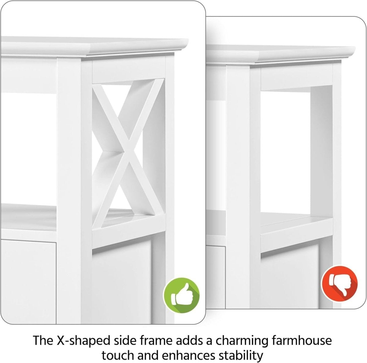 Set of 2 White Bedside Tables with Drawers & Shelf – Modern X - Design Nightstands - Kwikley