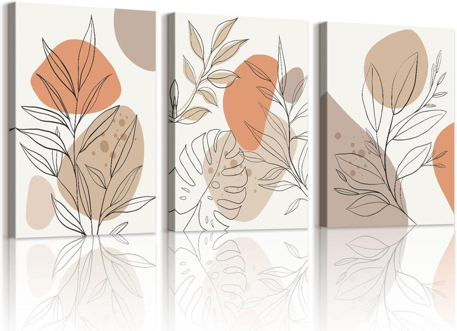 Set of 3 Boho Abstract Plant Canvas Wall Art 40x60cm - Kwikley