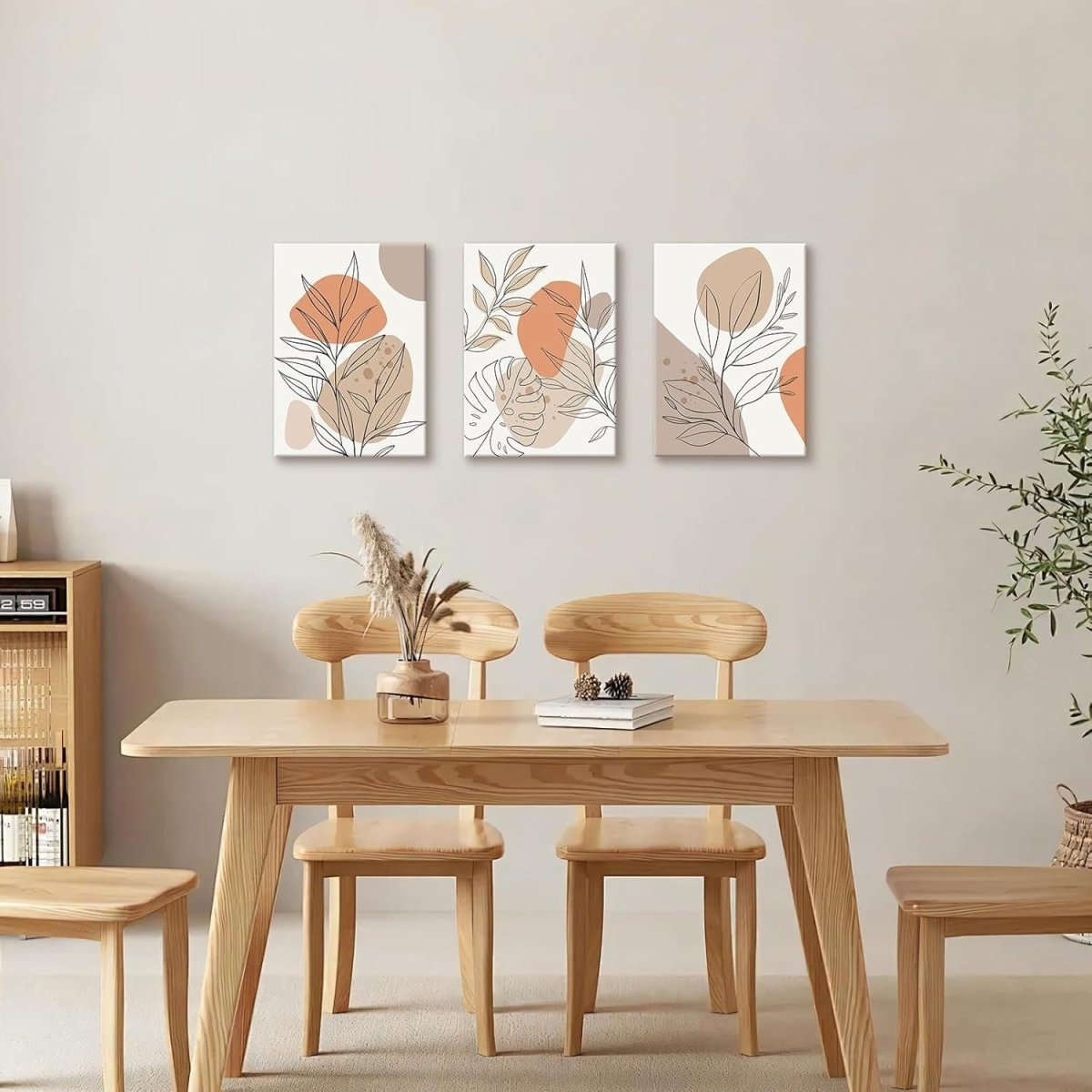 Set of 3 Boho Abstract Plant Canvas Wall Art 40x60cm - Kwikley