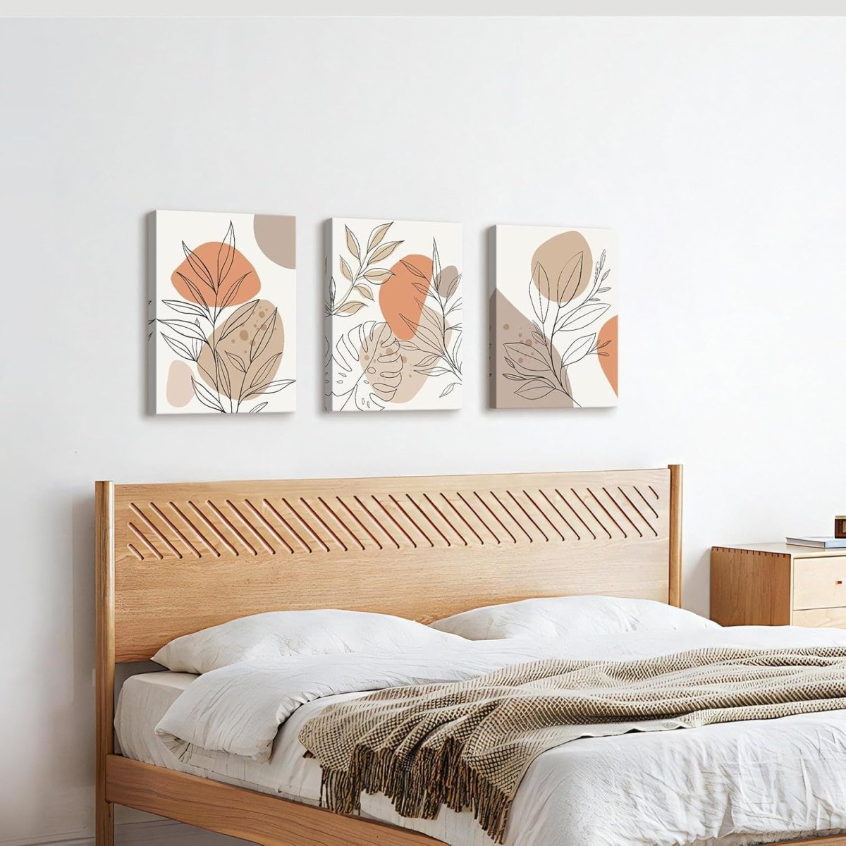 Set of 3 Boho Abstract Plant Canvas Wall Art 40x60cm - Kwikley
