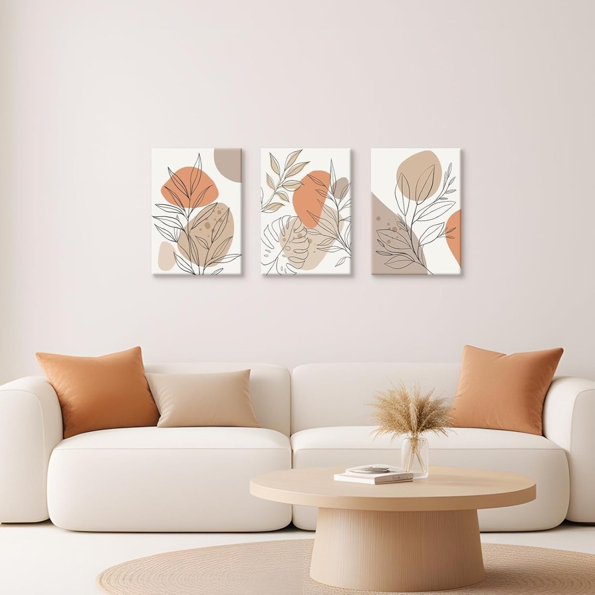 Set of 3 Boho Abstract Plant Canvas Wall Art 40x60cm - Kwikley