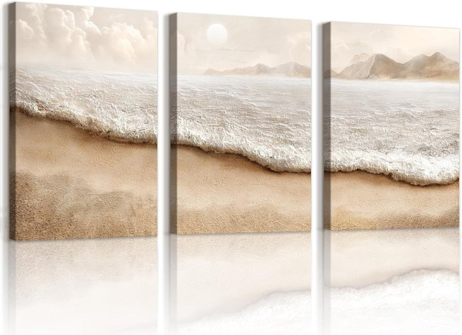 Set of 3 Boho Beach Coastal Canvas Wall Art 40x60cm - Kwikley