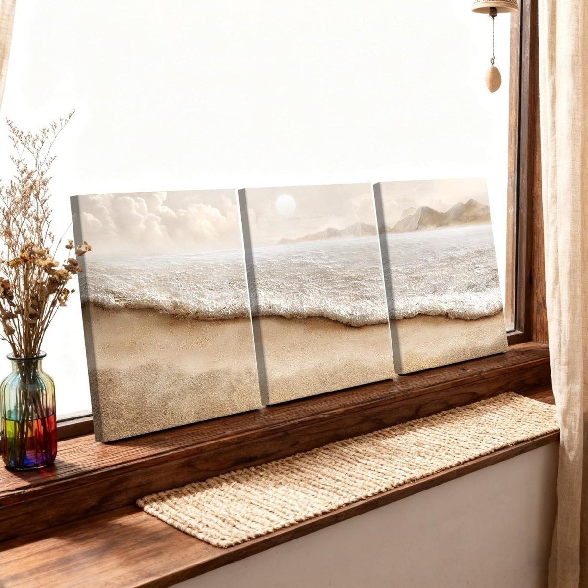 Set of 3 Boho Beach Coastal Canvas Wall Art 40x60cm - Kwikley