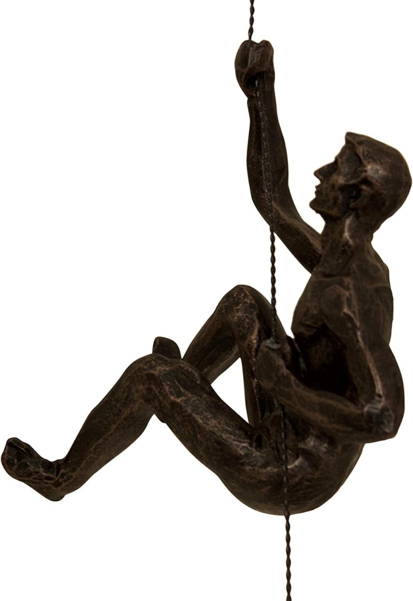 Set of 3 Climbing Man Wall Sculptures Bronze Resin Art - Kwikley