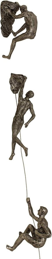Set of 3 Climbing Man Wall Sculptures Bronze Resin Art - Kwikley