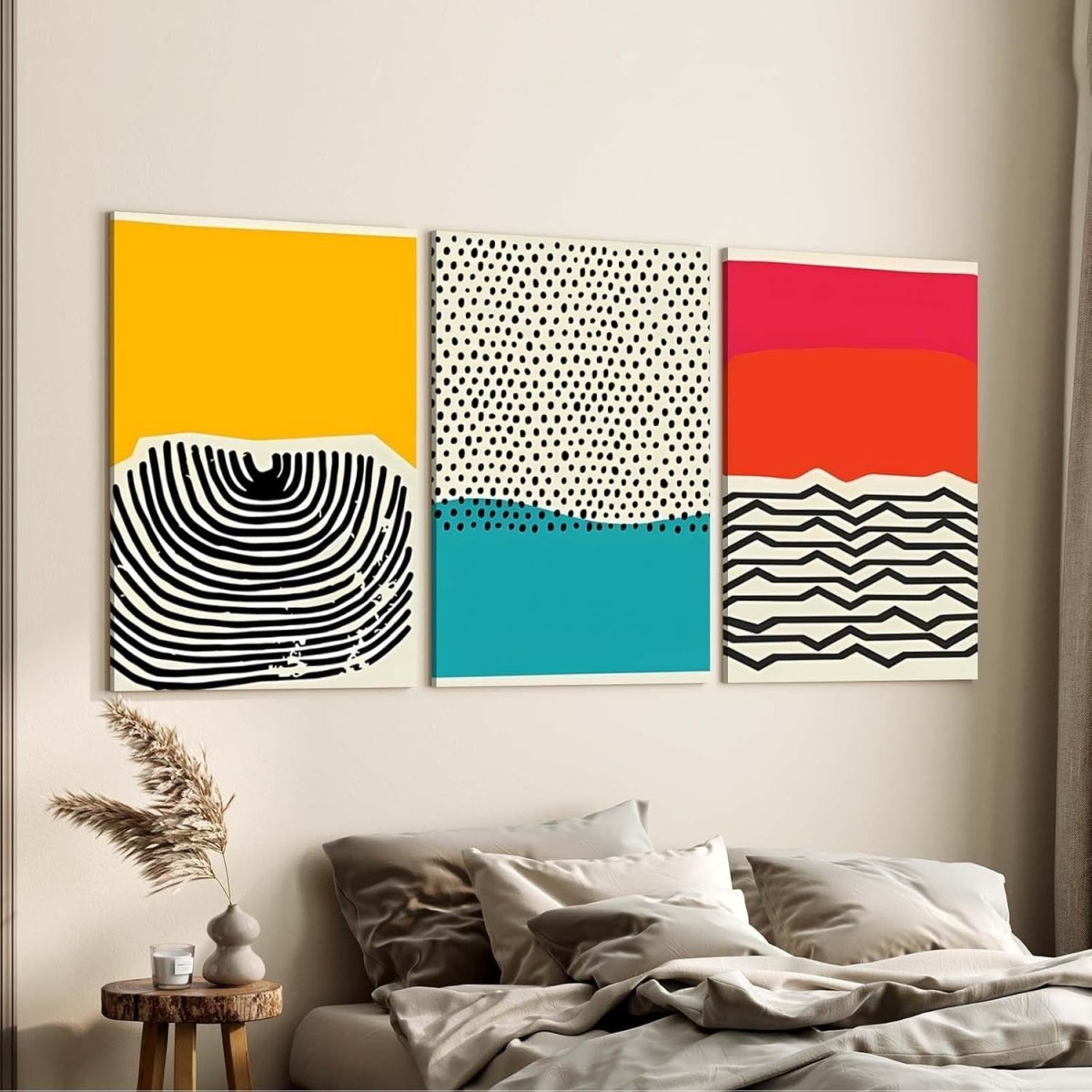 Set of 3 Framed Abstract Canvas Wall Art 12x16in Modern Prints - Kwikley
