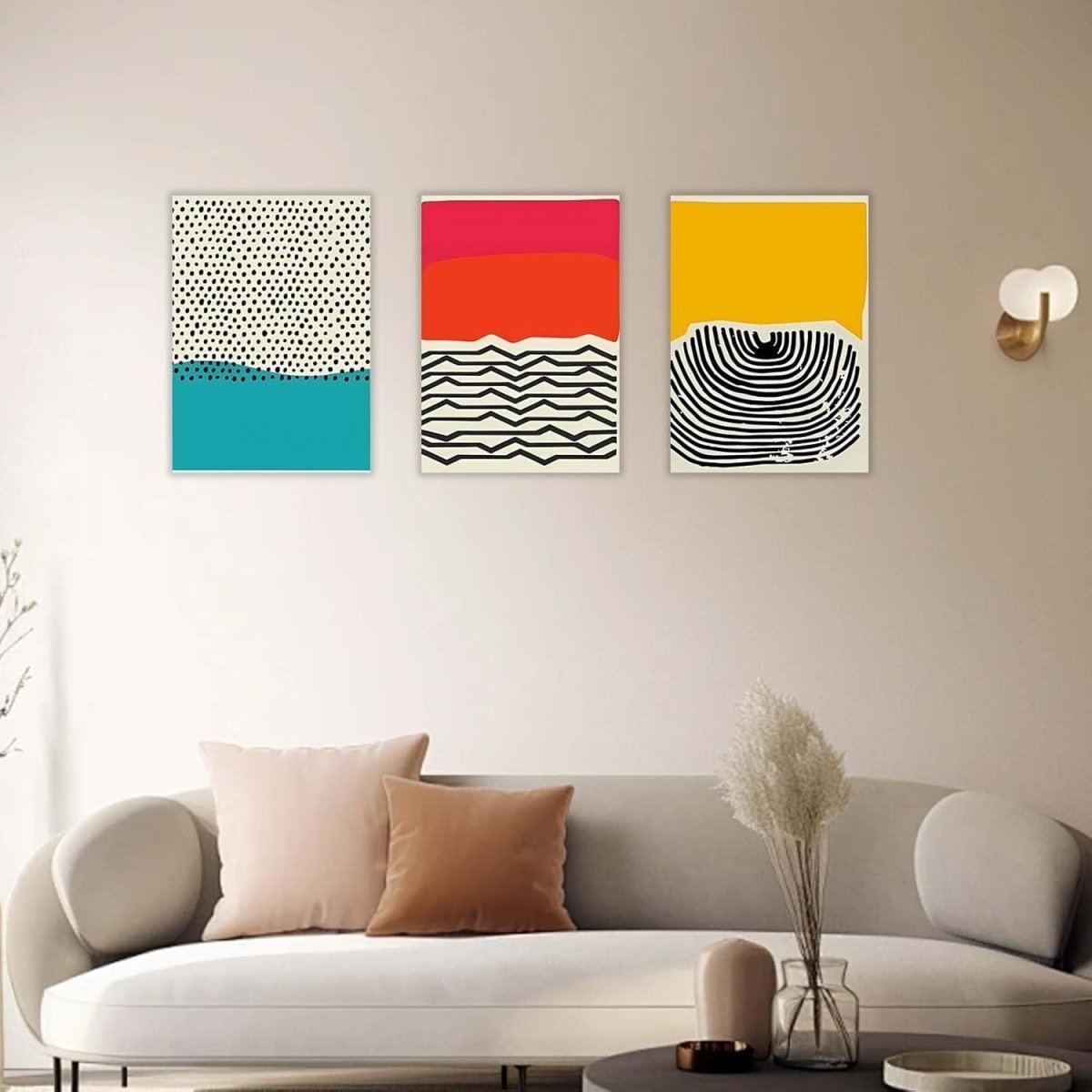 Set of 3 Framed Abstract Canvas Wall Art 12x16in Modern Prints - Kwikley