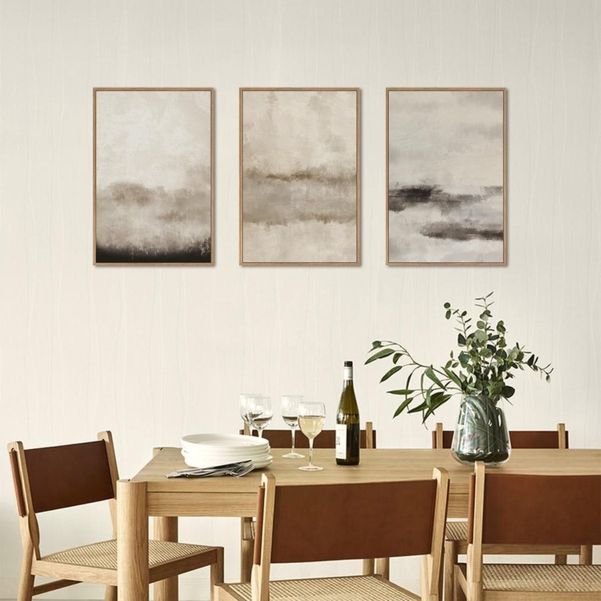 Set of 3 Framed Abstract Mountain Canvas Wall Art 30x40cm - Kwikley