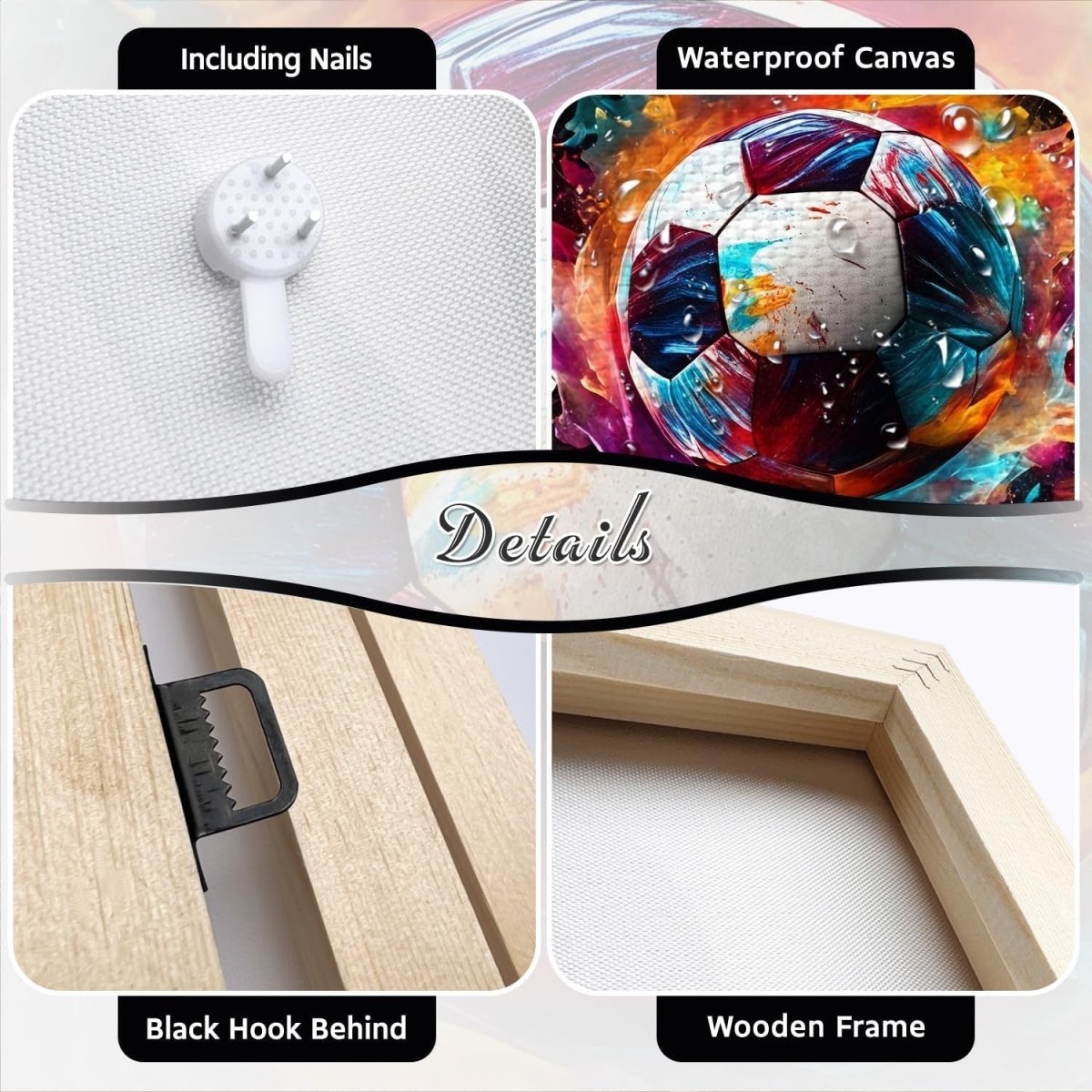 Set of 3 Framed Football Gaming Canvas Wall Art 12x16in Boys Room - Kwikley
