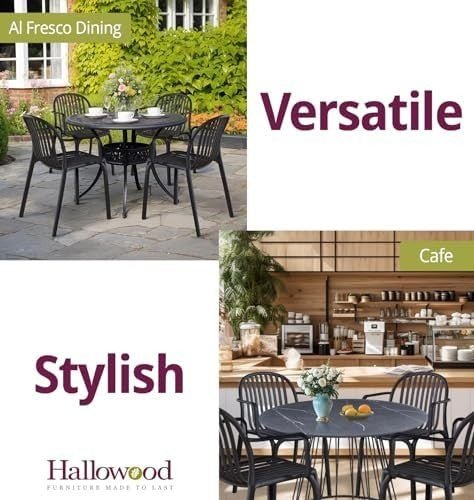 Set of 4 Black Plastic Stackable Armchairs Modern Dining Home Office - Kwikley