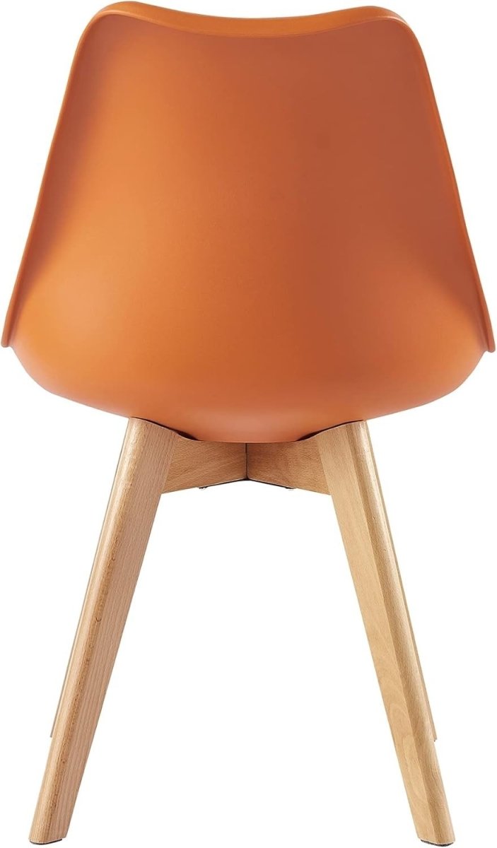 Set of 4 Dining Chairs Orange Cushioned Wooden Legs Retro Lounge Seat - Kwikley