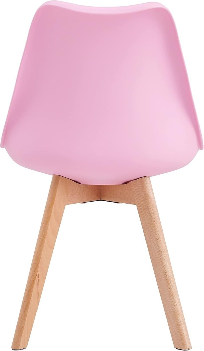 Set of 4 Dining Chairs Pink Cushioned Wooden Legs Retro Lounge Seat - Kwikley
