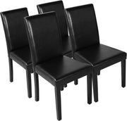 Set of 4 Faux Leather Dining Chairs High Back Padded Kitchen Chairs - Kwikley