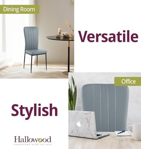 Set of 4 Faux Leather Dining Chairs Metal Legs Light Grey Upholstered - Kwikley