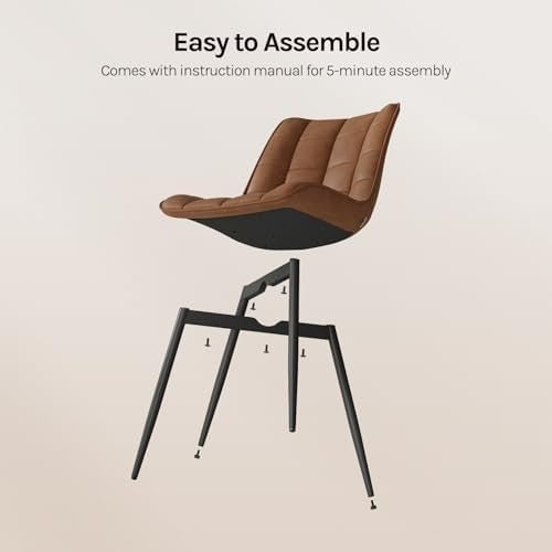 Set of 4 Faux Leather Dining Chairs Padded Seat Brown - Kwikley