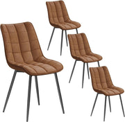 Set of 4 Faux Leather Dining Chairs Padded Seat Brown - Kwikley