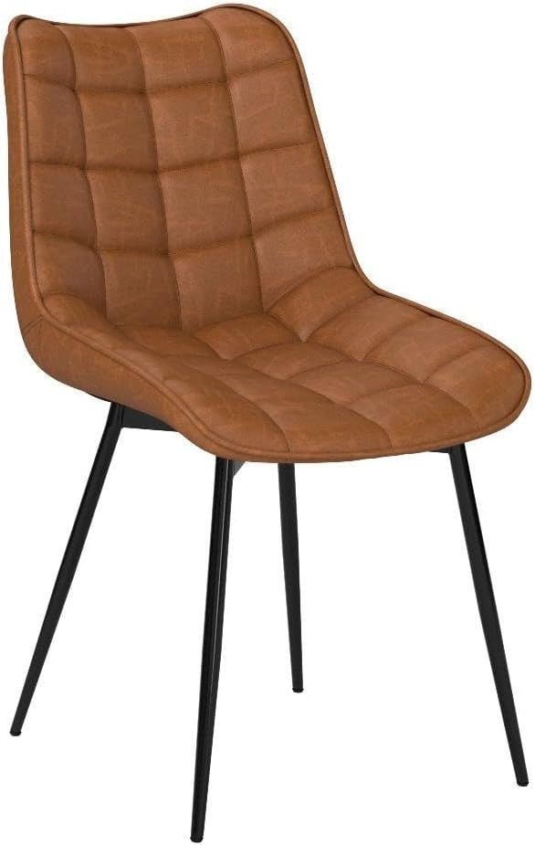 Set of 4 Faux Leather Dining Chairs Padded Seat Brown - Kwikley