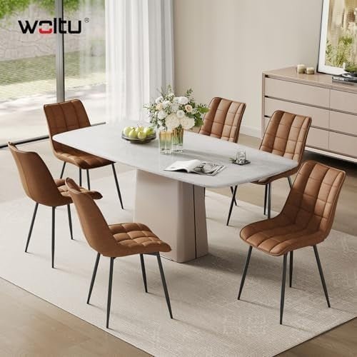 Set of 4 Faux Leather Dining Chairs Padded Seat Brown - Kwikley