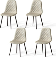 Set of 4 Faux Suede Dining Chairs Metal Legs Upholstered Beige - Kwikley