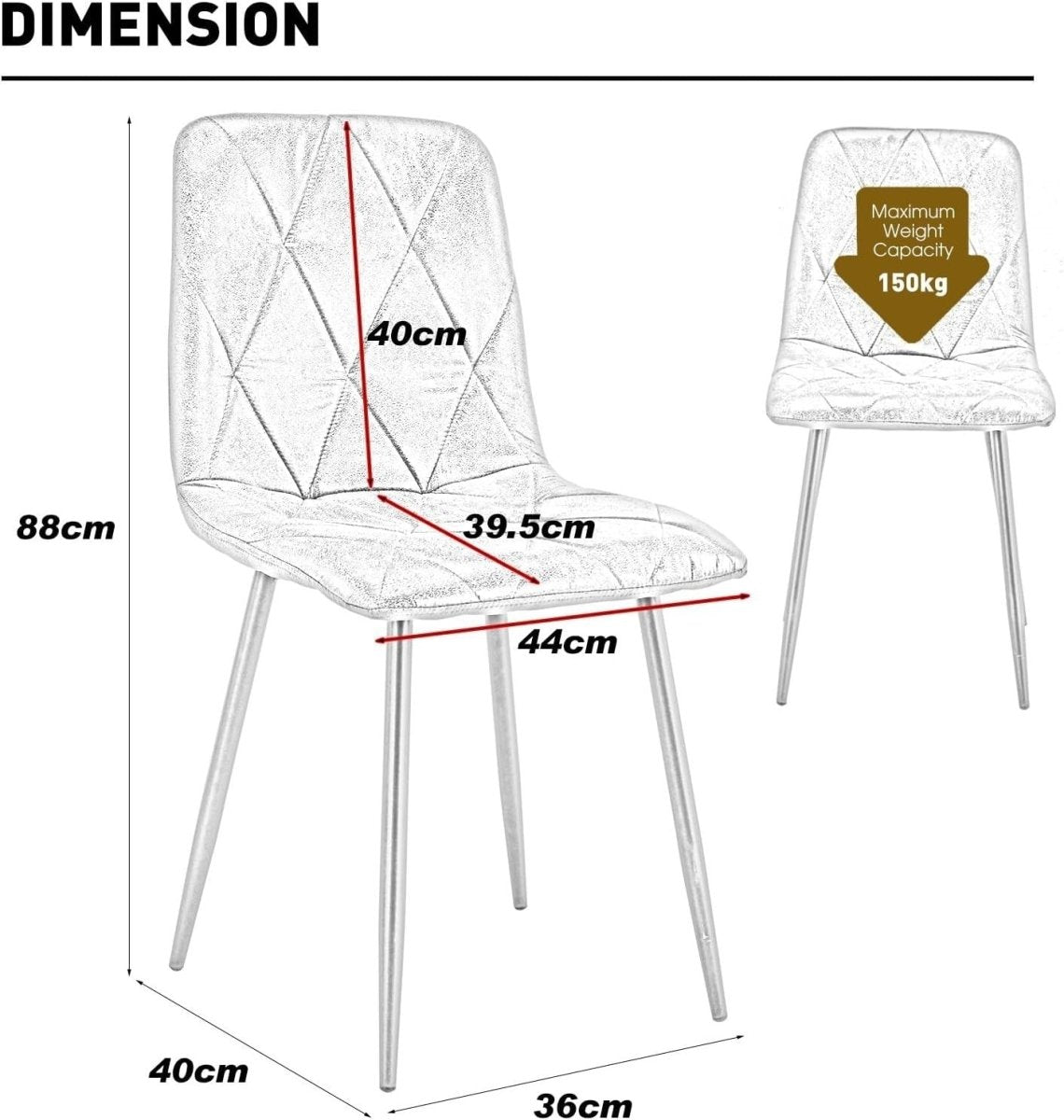 Set of 4 Faux Suede Dining Chairs Upholstered Kitchen Chairs Metal Legs - Kwikley