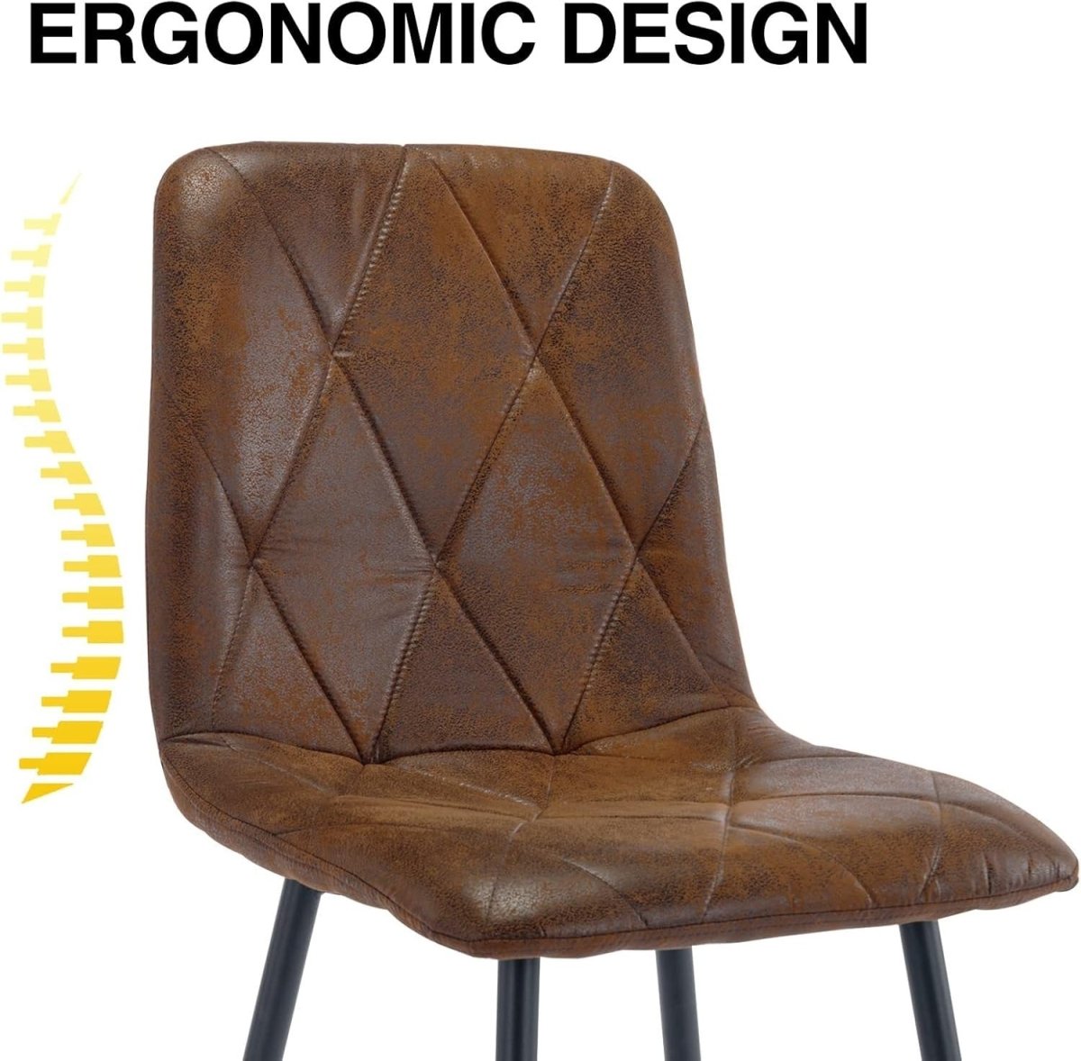 Set of 4 Faux Suede Dining Chairs Upholstered Kitchen Chairs Metal Legs - Kwikley