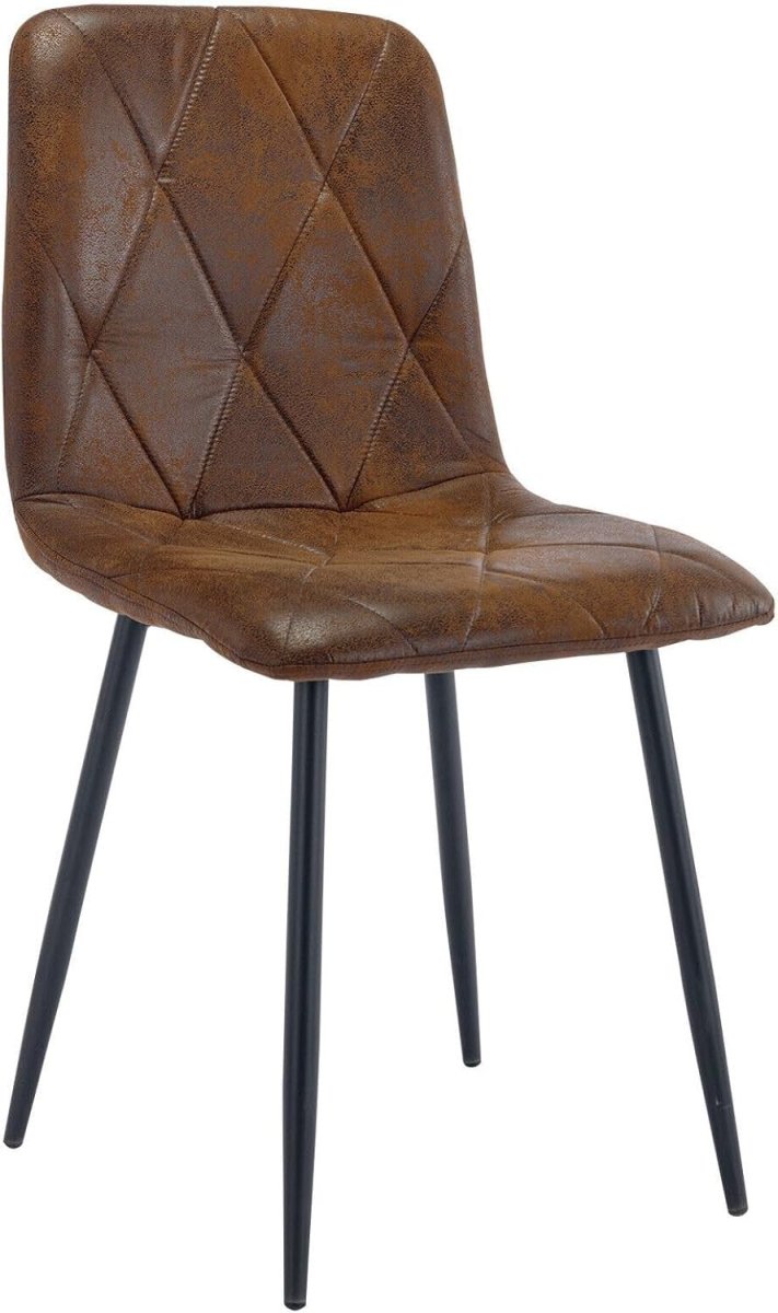 Set of 4 Faux Suede Dining Chairs Upholstered Kitchen Chairs Metal Legs - Kwikley