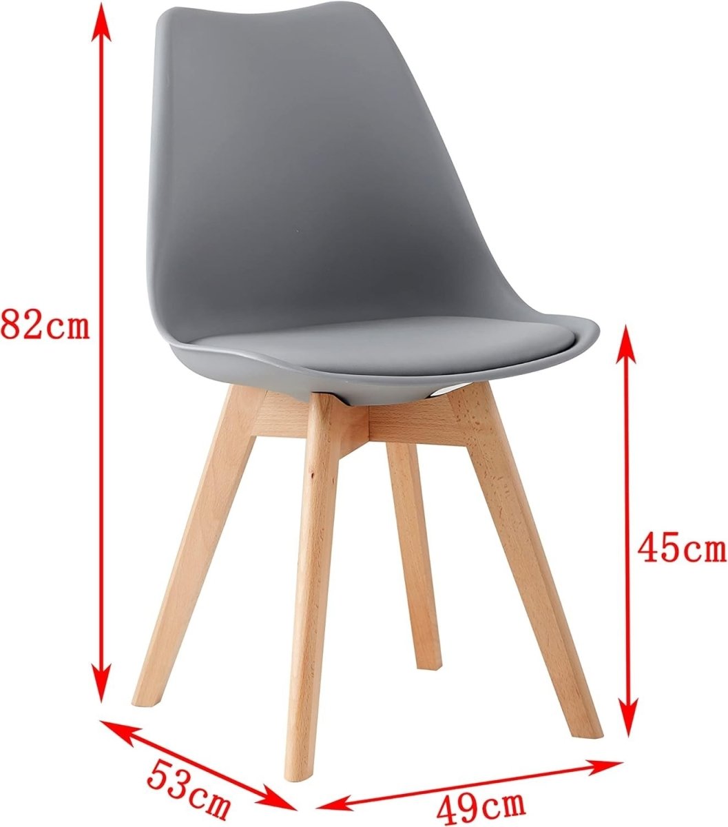 Set of 4 Grey Dining Chairs Wood Legs Padded Seat Modern - Kwikley