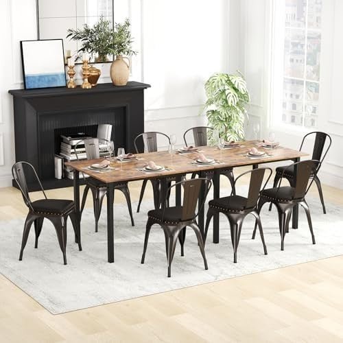 Set of 4 Metal Stackable Dining Chairs PU Leather Seat Kitchen Bistro Grey - Kwikley
