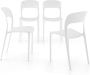 Set of 4 Modern Stackable Amanda Chairs White Polypropylene Indoor Outdoor - Kwikley